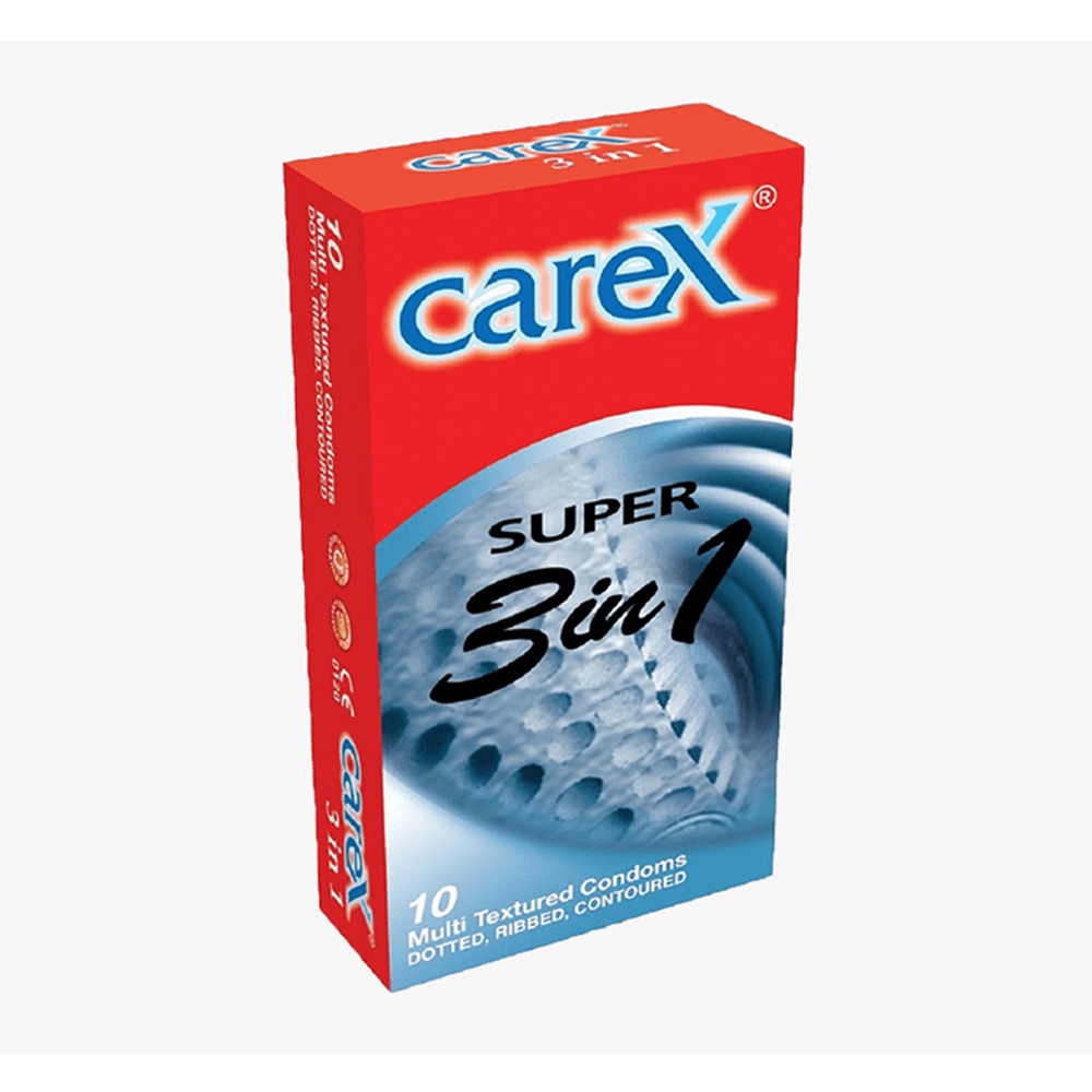 Carex 3in1 Super Dotted Ribbed Contoured Condoms 10pcs Pack