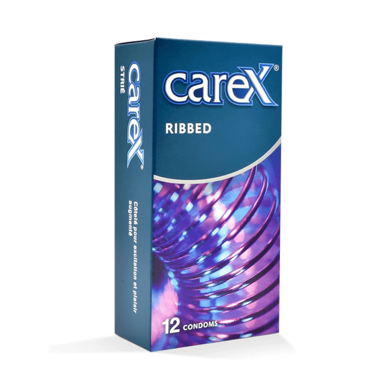 Carex Ribbed Condoms, 12s